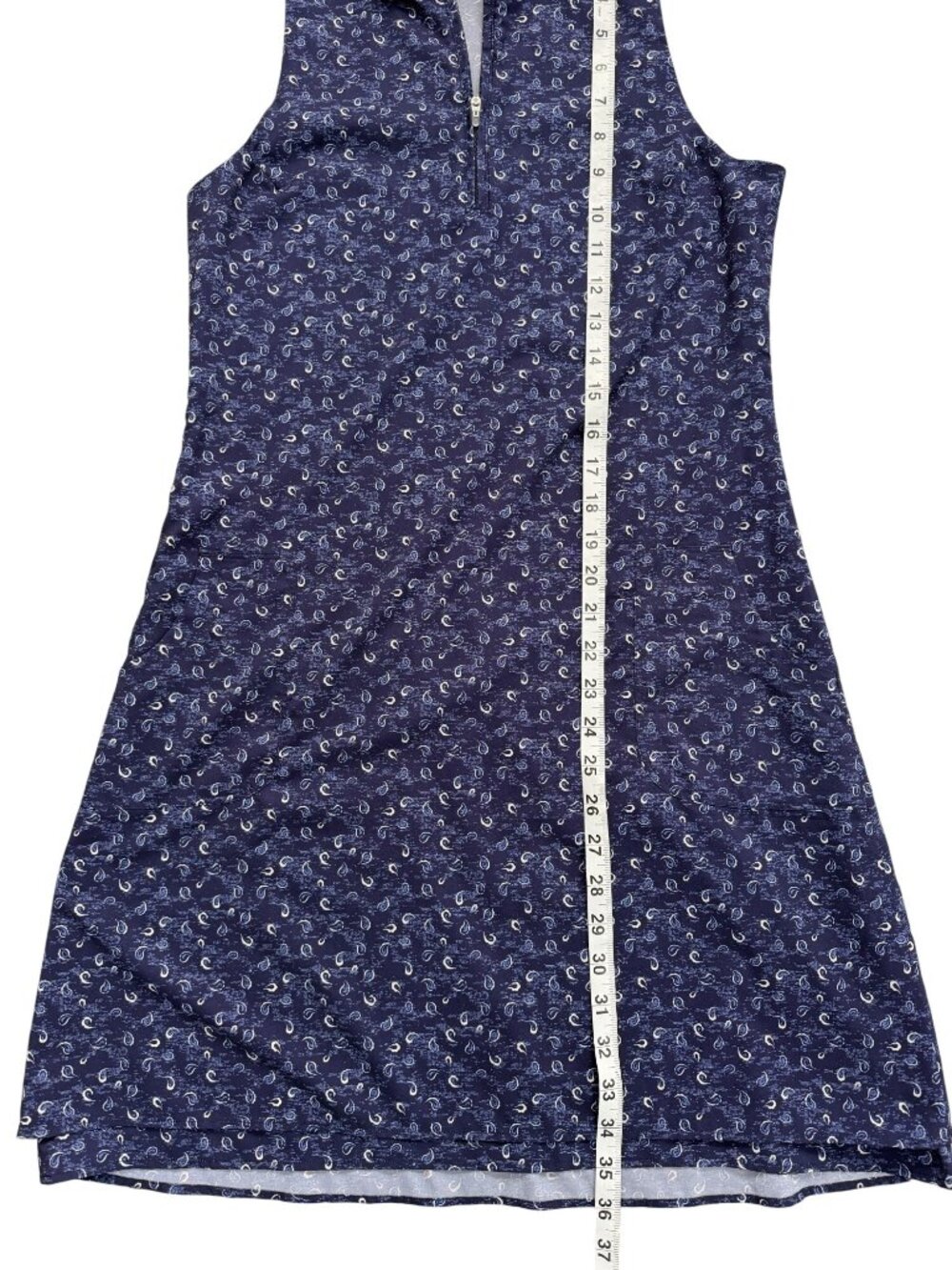 Peter Millar Womens Size S Sleeveless Dress Navy Paisley 1/4 Zip Collared UPF 50 - Picture 6 of 7